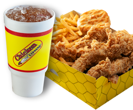 Chicken Express beverage and meal